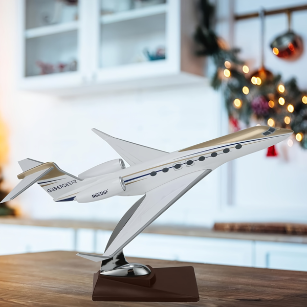 Modelo de resina G650 Private Jet, detallado, con soporte para exhibición