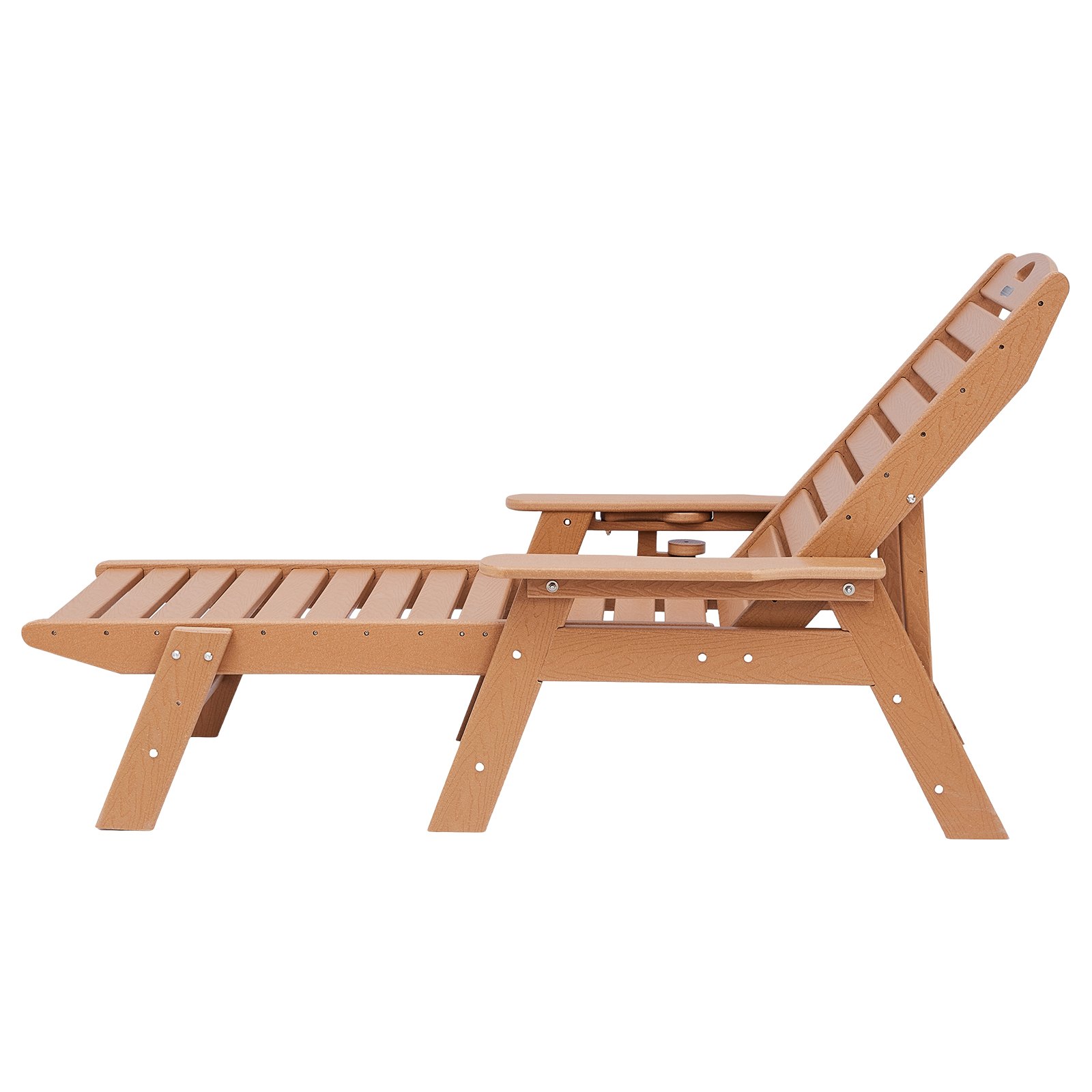 Outdoor Chaise Lounge Chair 6 Position Adjustable Reclining Bench Lounger Brown