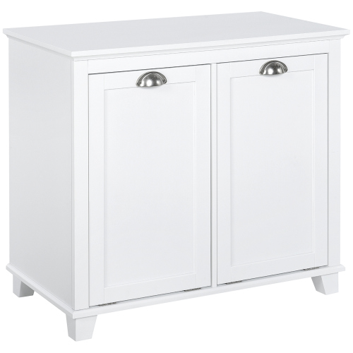 Gabinete de baño HOMCOM con clasificador de ropa inclinable, blanco
