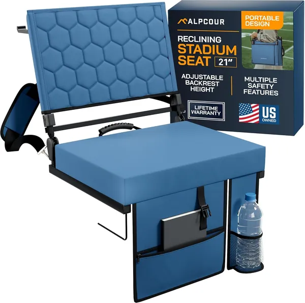 Alpcour Asiento de estadio plegable reclinable con respaldo para gradas