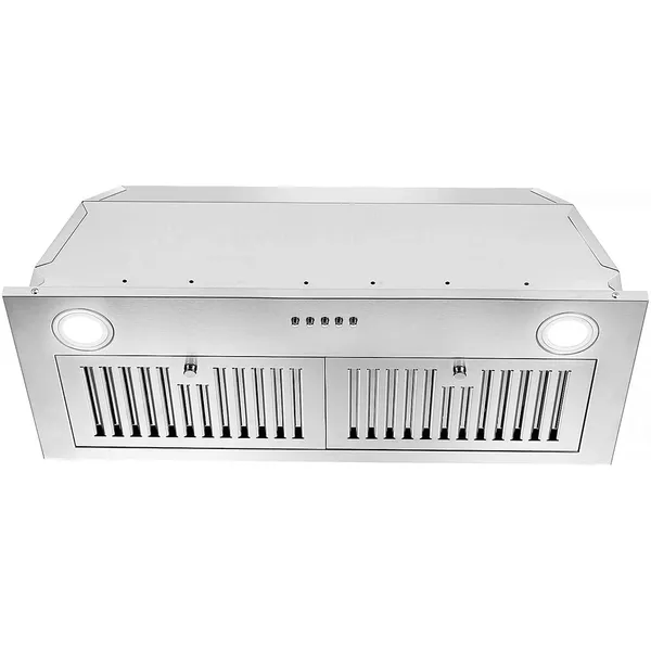 Campana extractora empotrable 30 pulgadas, 600 CFM, acero inox, controles y LED frontales