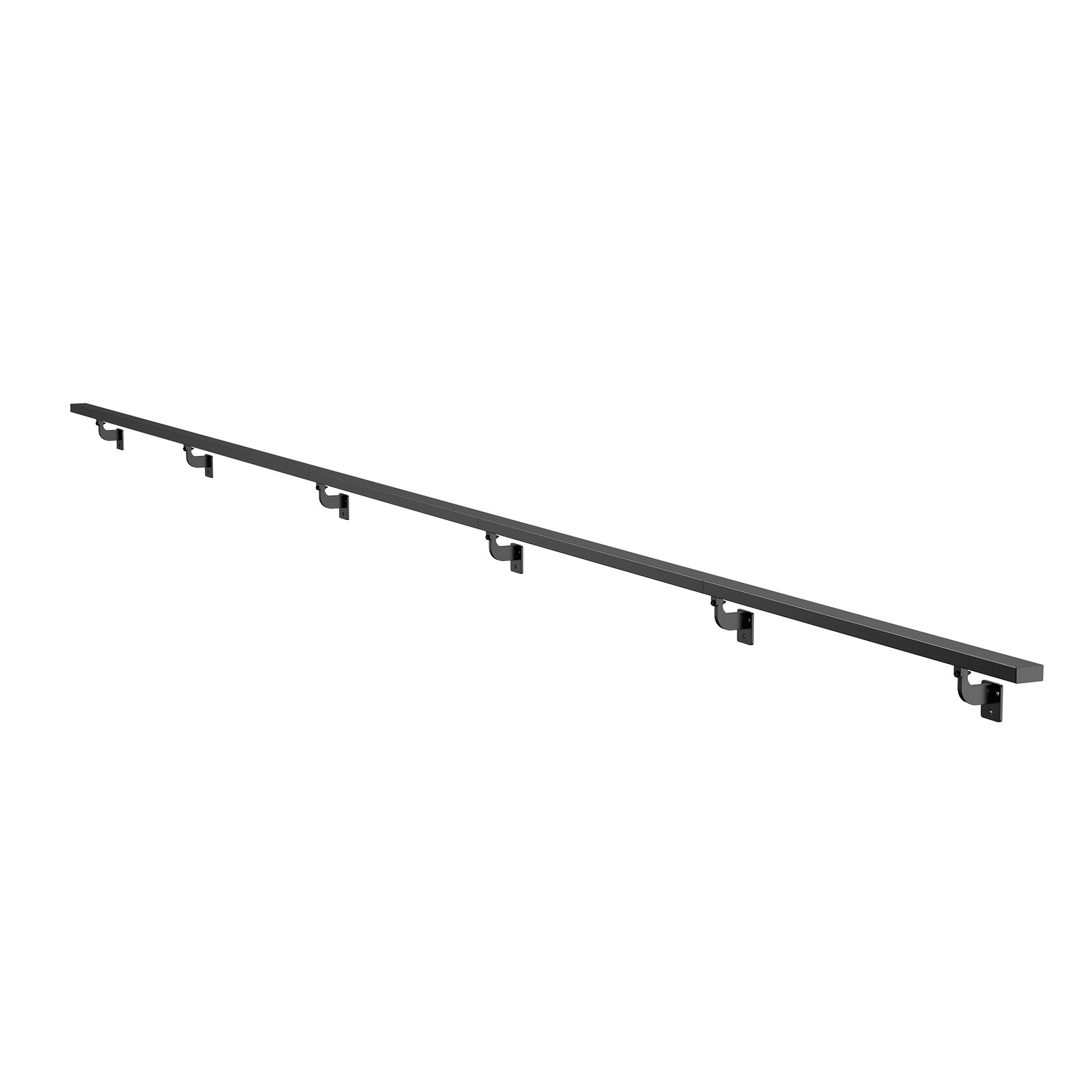 Wall Mounted Stair Handrail, 15ft Black Aluminum Staircase Handrail Indoor, 250lbs Load Capacity, Industrial Railing Hand Rail For Steps, Square Tube For Loft Porch Deck, 6 Sections