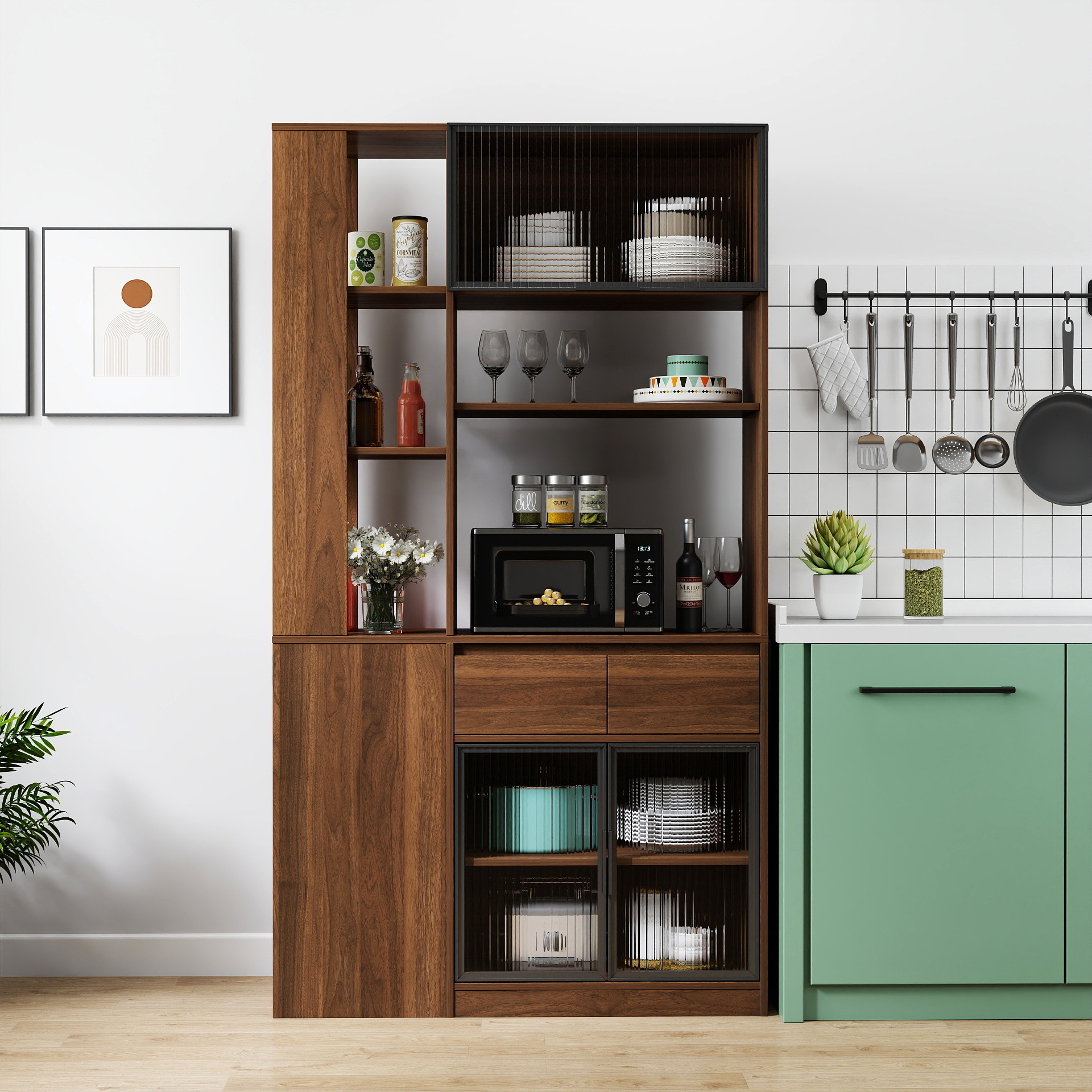 70.87 H Tall Storage Cabinet With Multi-functional Storage Spac, Modern Wooden Entrance Organizer For Hallway, Living Room