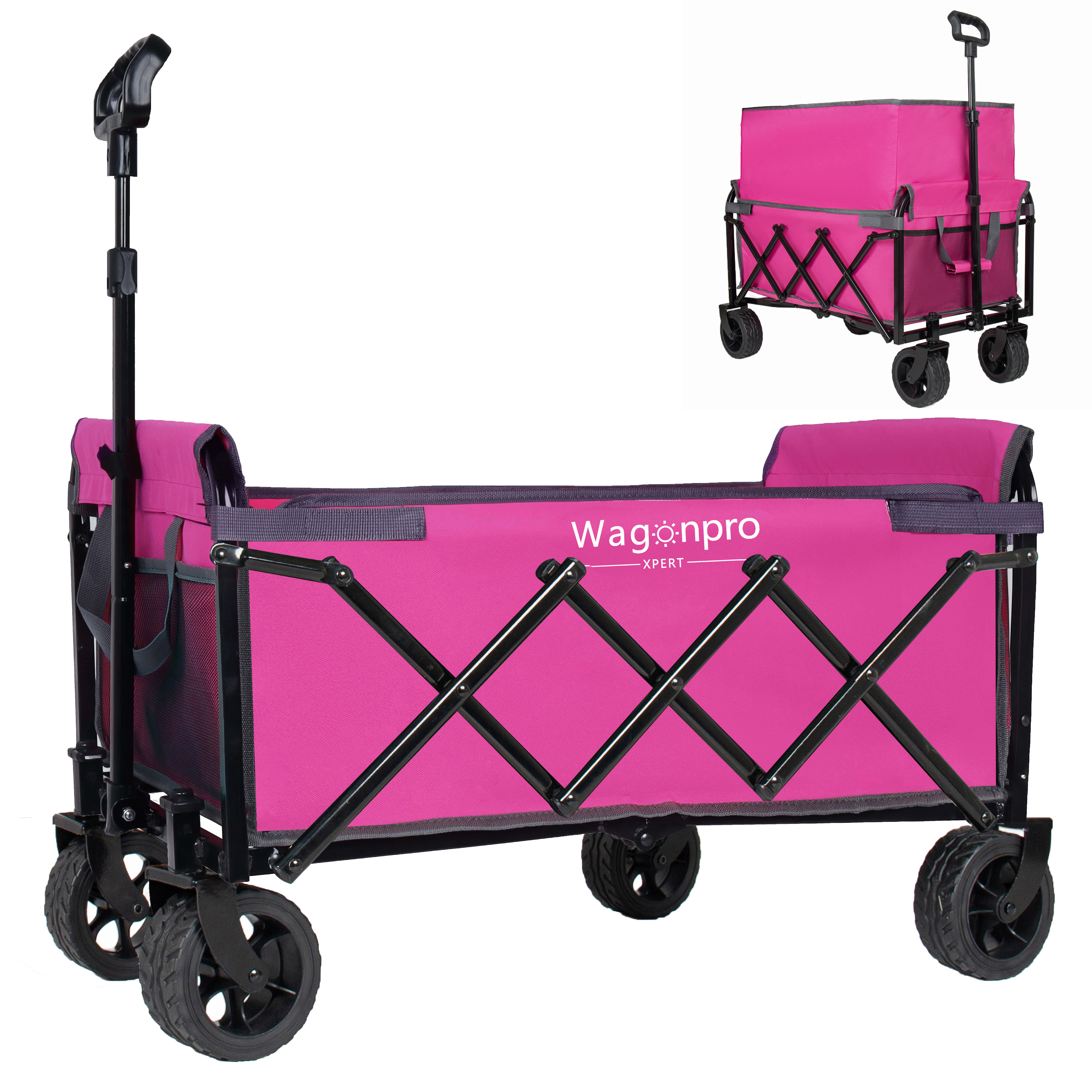 Upgraded 5x2  Wide Wheels- Expandable Dual- Layer Utility Wagon With  Extra Space  220lbs Capacity Grocery Cart For Camping  Shopping  Sports  Gardening  Fishing