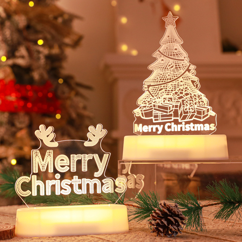 Lámpara 3D LED de acrílico, luz nocturna para decoración navideña y regalo para niños