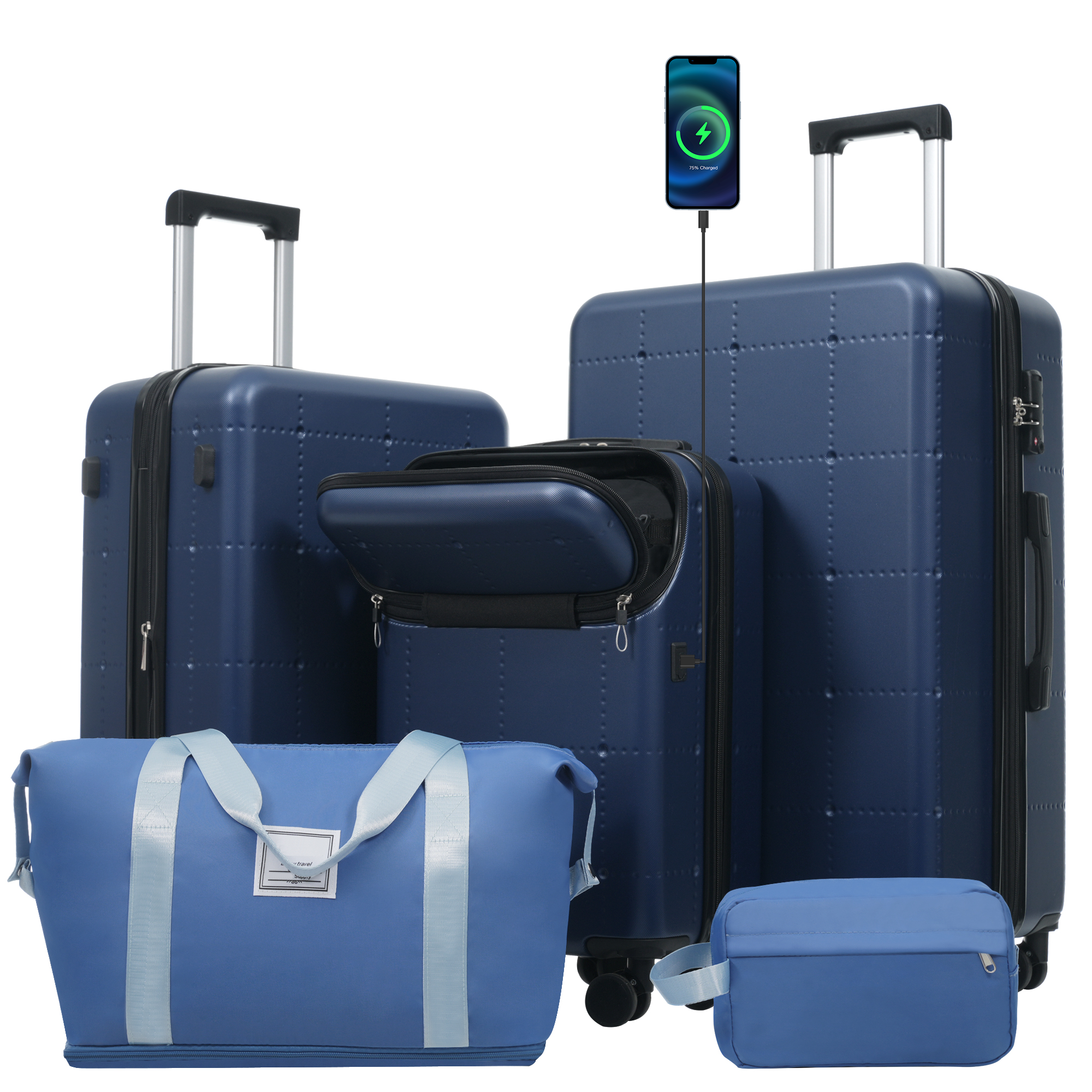 Set de equipaje rígido de 5 piezas: maletas de 20, 24 y 28 pulgadas con ruedas spinner