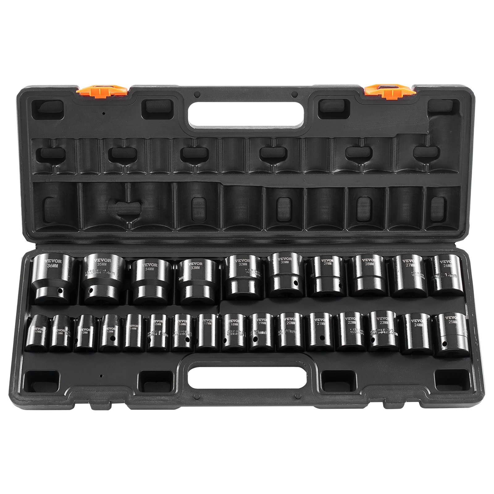 Juego de dados de impacto CR-V de 26 piezas, 1/2 pulgadas, 10 mm - 36 mm
