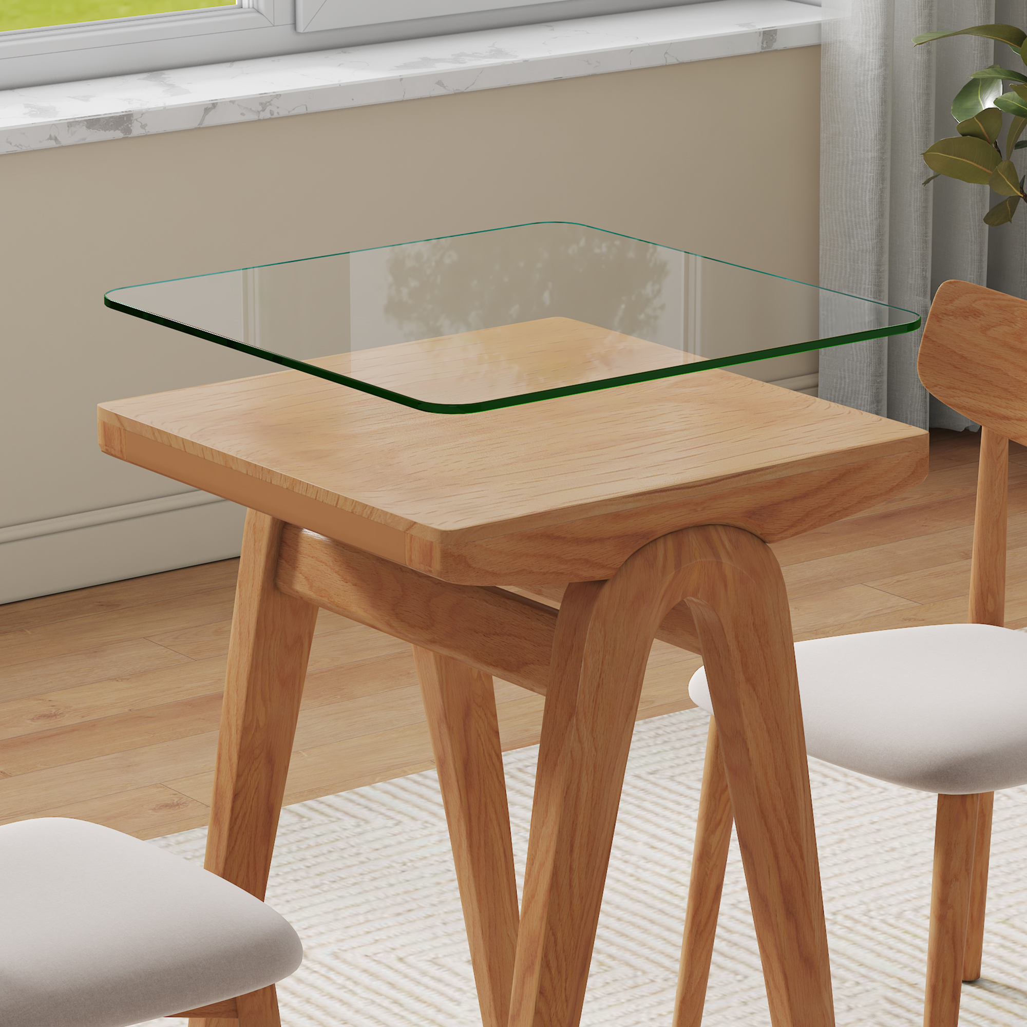 Cubierta de mesa de vidrio templado transparente, cuadrada, 20x20x0.23 pulgadas