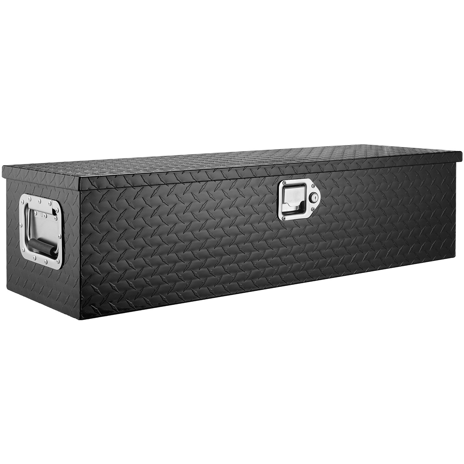 Caja de herramientas de aluminio para camioneta, 39x13x10 pulgadas, con cerradura, negra.