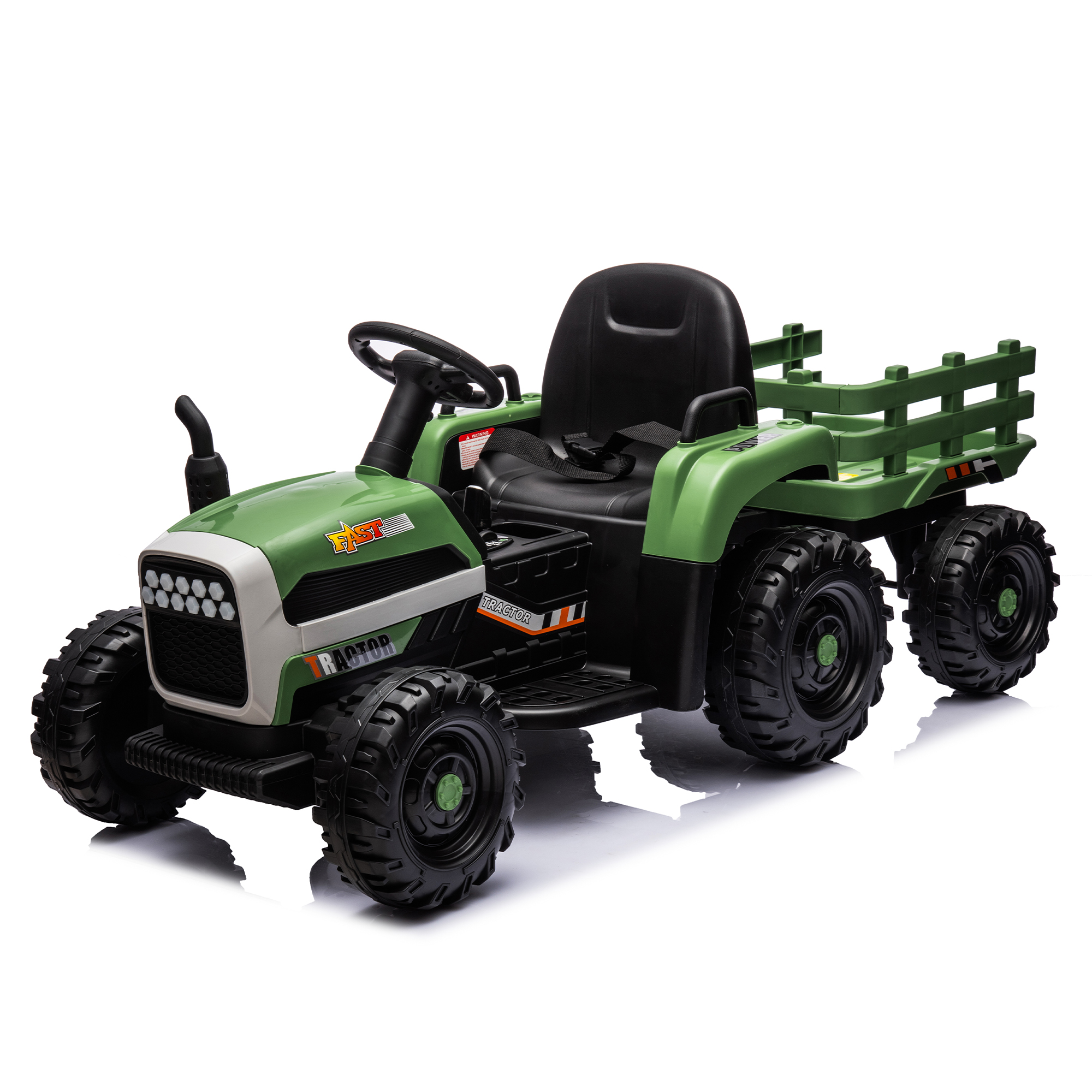 Tractor de juguete eléctrico 24V con remolque, control remoto y 3 velocidades