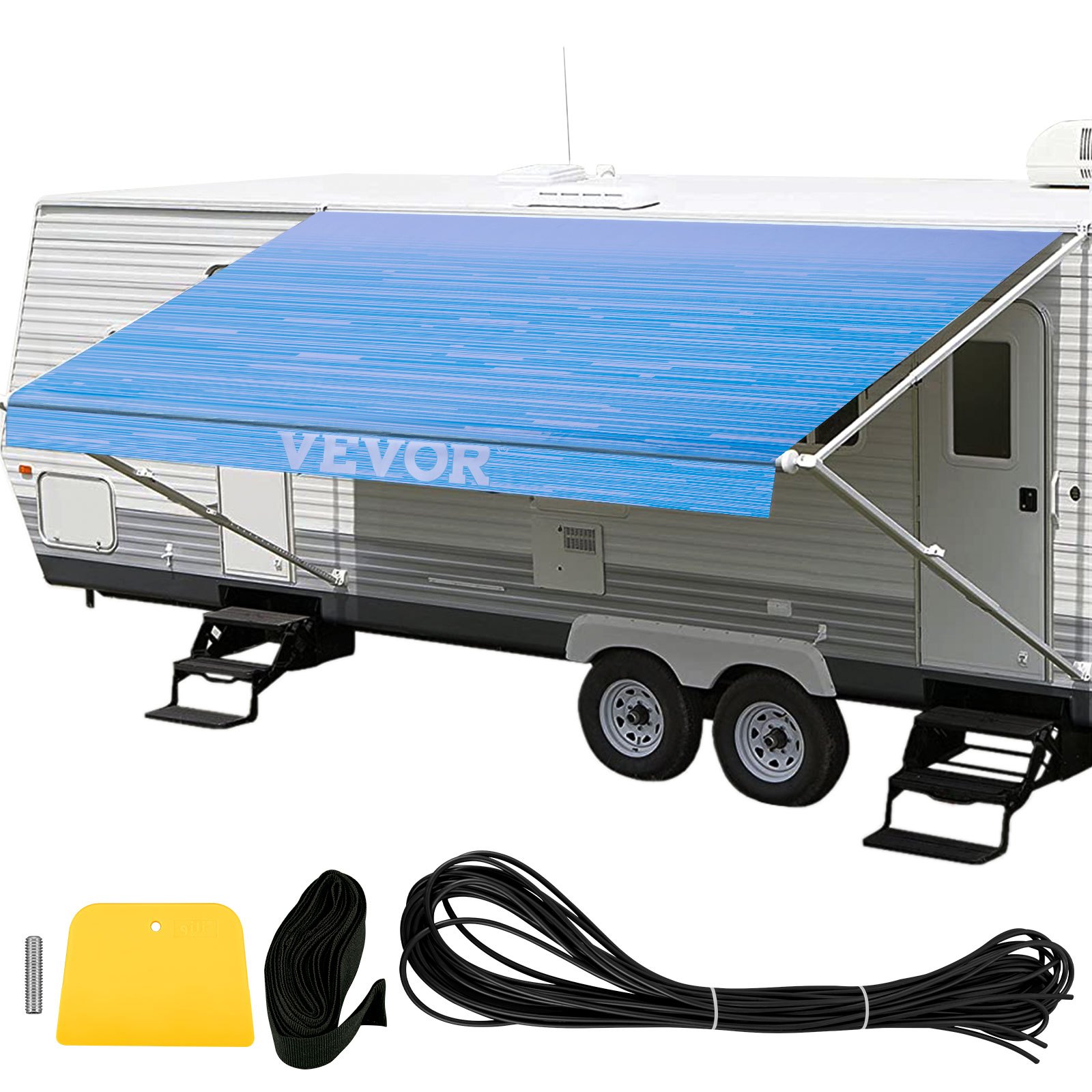 Toldo para RV de 16 pies, tela de vinilo de 15 oz, azul océano
