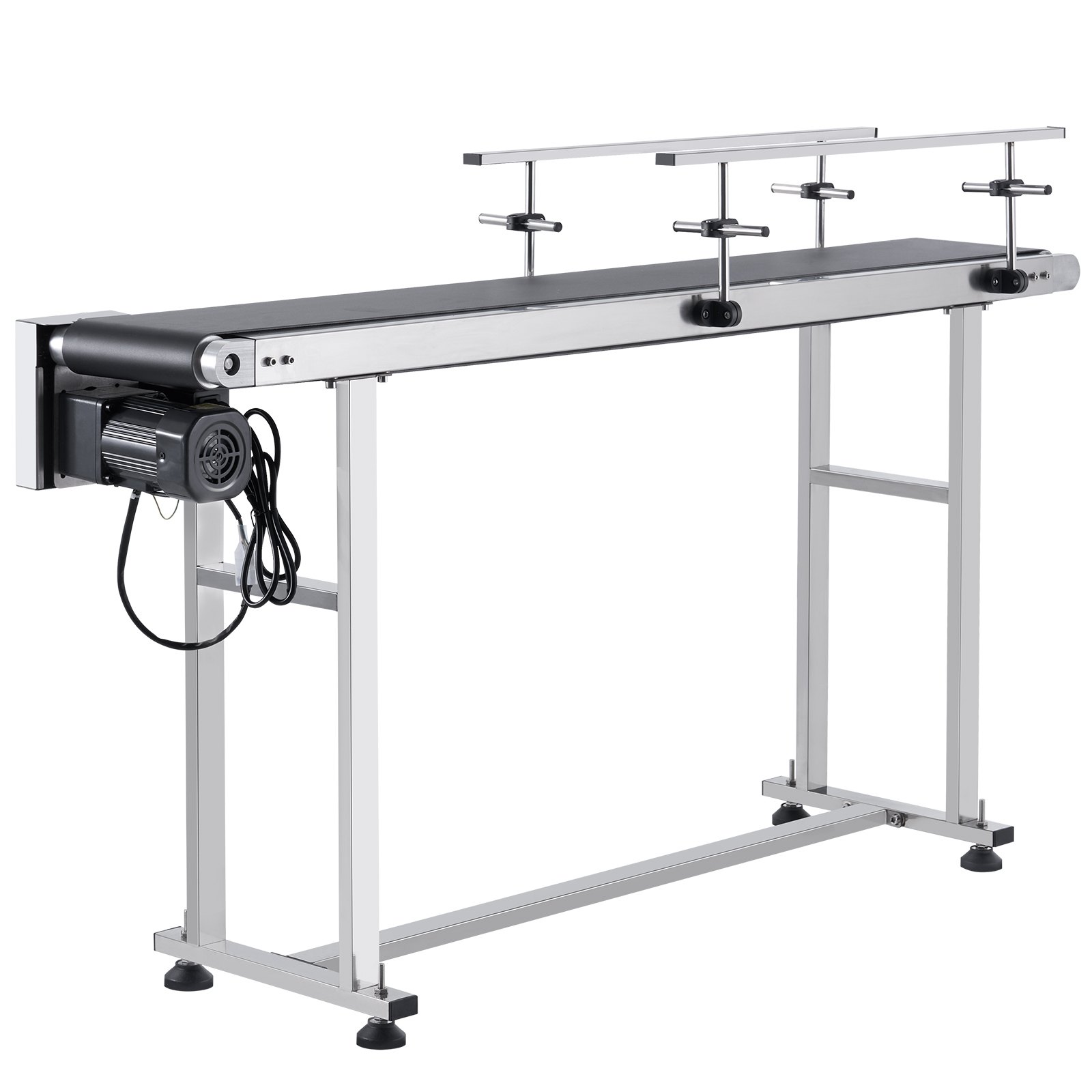 Belt Conveyor, 59 X 7.8 Inch Conveyor Table, Heavy Duty Stainless Steel Motorized Belt Conveyor For Inkjet Coding Applications Powered PVC Belt Anti-Static Adjustable Speed (Double Guardrail)