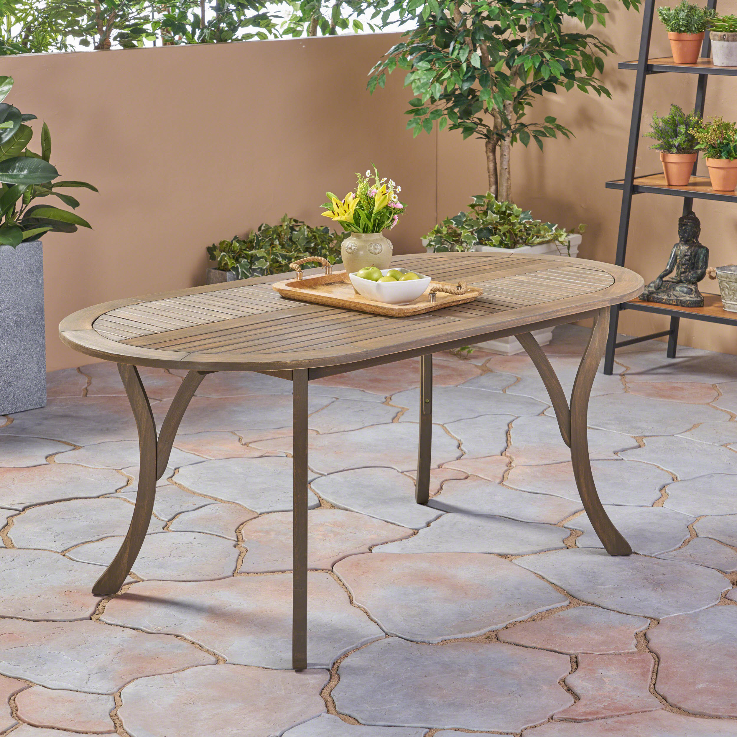 Mesa de comedor de madera de acacia de 70 pulgadas