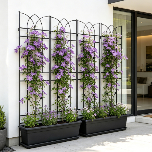 4 Pack Metal Garden Trellis 71  X 17.7  Rustproof Trellis For Climbing Plants Outdoor Flower Support Black