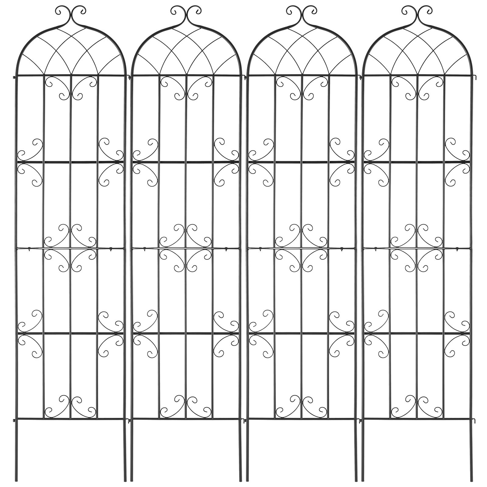 Celosía de jardín metálica, 4 paquetes, 87x20 pulgadas, para plantas trepadoras.