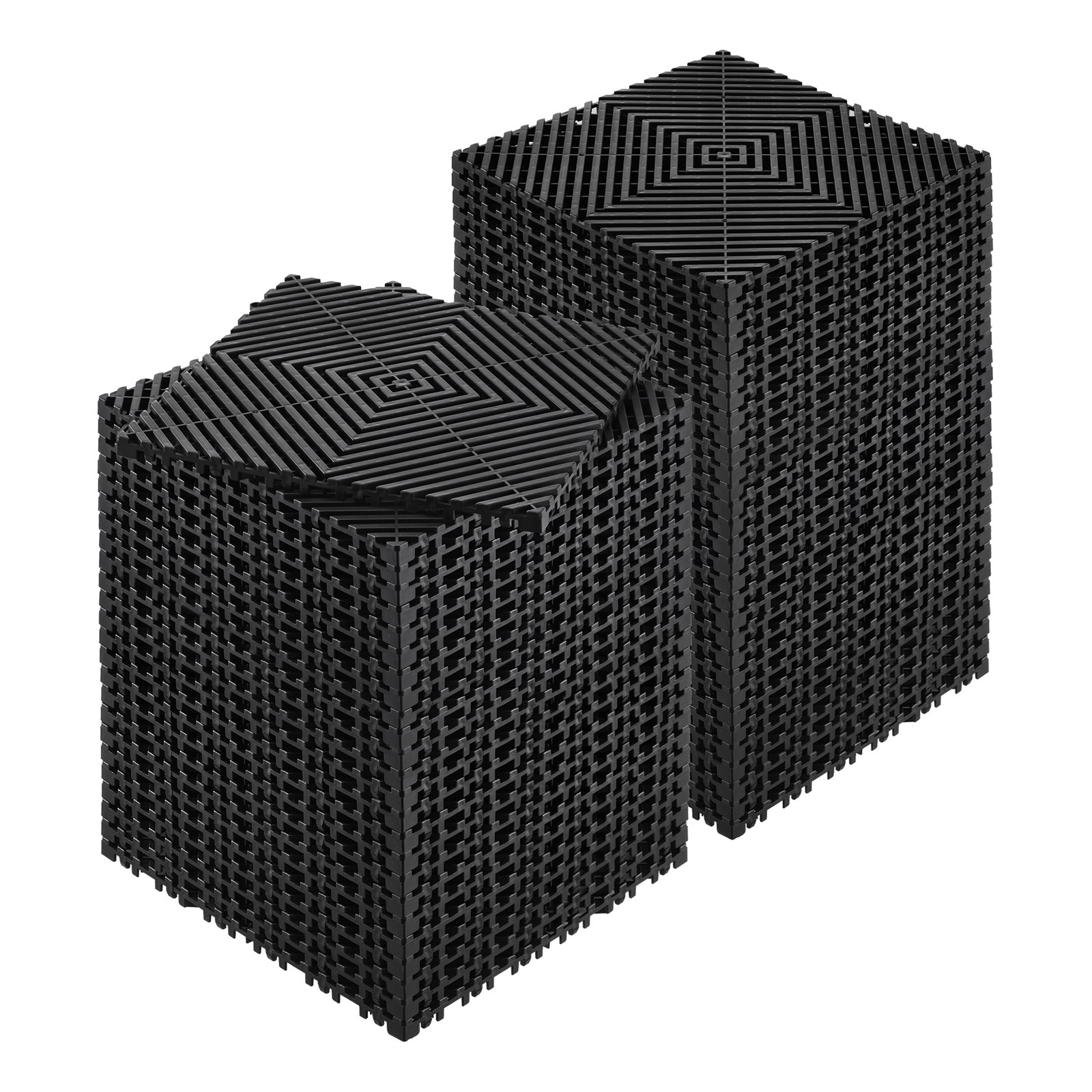 Tapete de drenaje entrelazado 12 x 12 pulgadas, modular, 55 piezas, antideslizante negro.