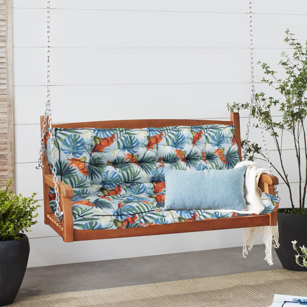 Outdoor Swing Cushions70Inch,Waterproof 4in Thick Porch Swing Cushion Replacement With Backrest And Ties,Comfortable 2-3 Seat Pation Swing Pad For Backyard,Garden,Lawn,Outdoor Furniture Qingxin Summer