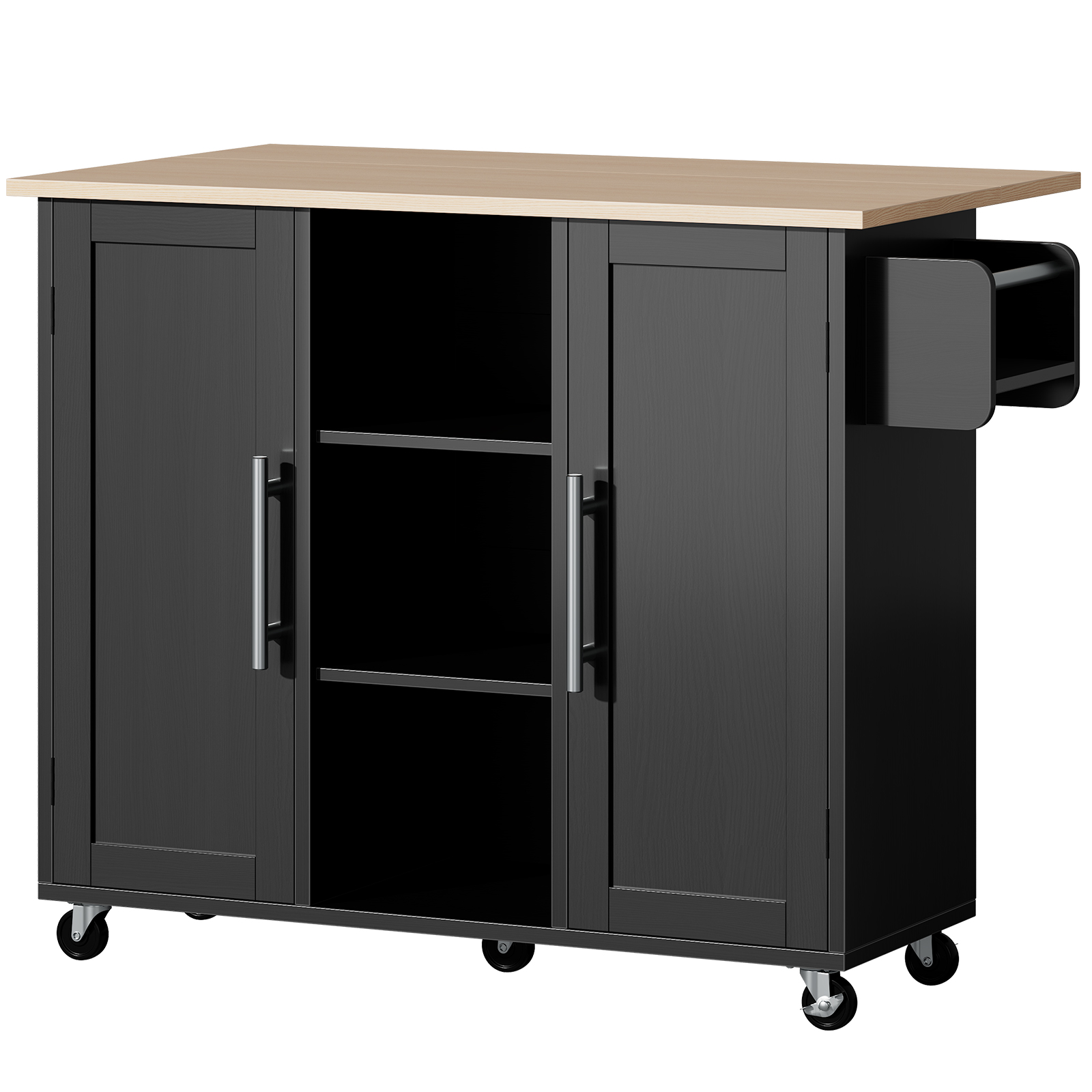 Kitchen Cart With Storage And Drop Leaf Tabletop, Rolling Island On Wheels For Extra Workspace